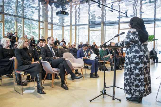 Kronprinsen og president Samia Suluhu Hassan til stede ved et seminar om klima og matsikkerhet på Klimahuset ved Naturhistorisk museum i Oslo. Foto: Ole Berg-Rusten / NTB